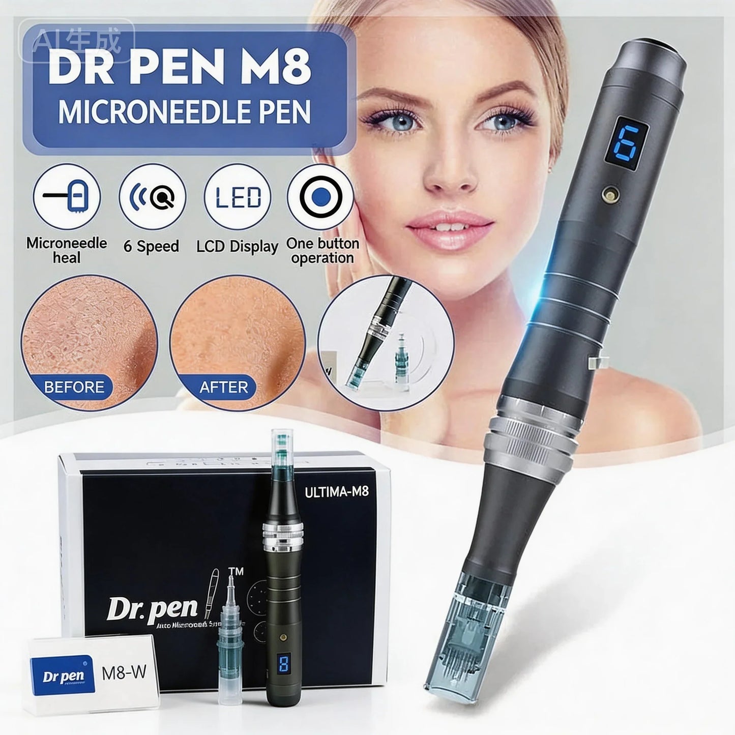Dr. Pen M8 Microneedling Pen with 12 Cartridges - DrPen SkinCare